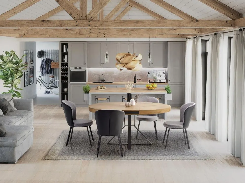 Stół rozkładany MERCY 120(160)x120 dąb/czarny okrągły firmy Halmar | MIRAT. styl LOFT