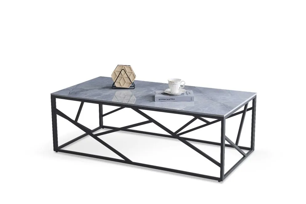 Ława UNIVERSE 2 120x60 prostokątna z efektem marmuru | MIRAT. styl LOFT