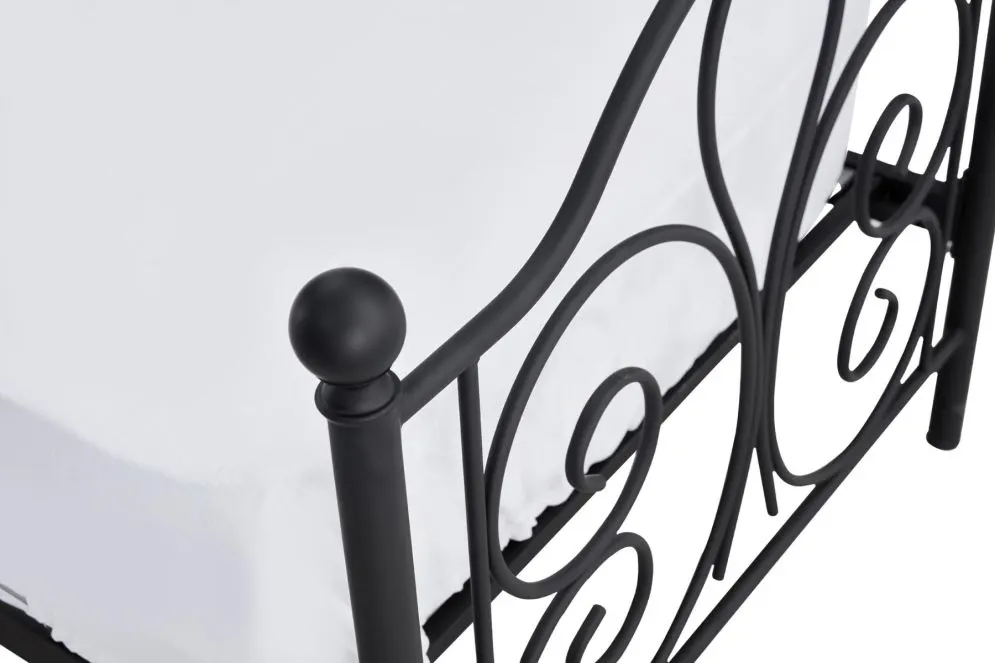 Łóżko metalowe PANAMA 120x200 czarne ze zdobionym zagłowiem | MIRAT. styl LOFT