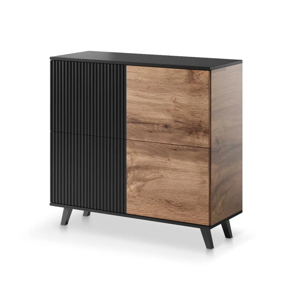 Komoda RANDOM KM-2 dąb/czarna w stylu loft | MIRAT. w stylu LOFT kolekcja RANDOM