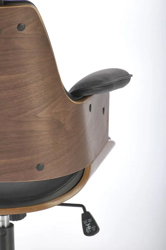 Fotel biurowy WEBER orzech/czarny w stylu retro I sklep meblowy MIRAT.