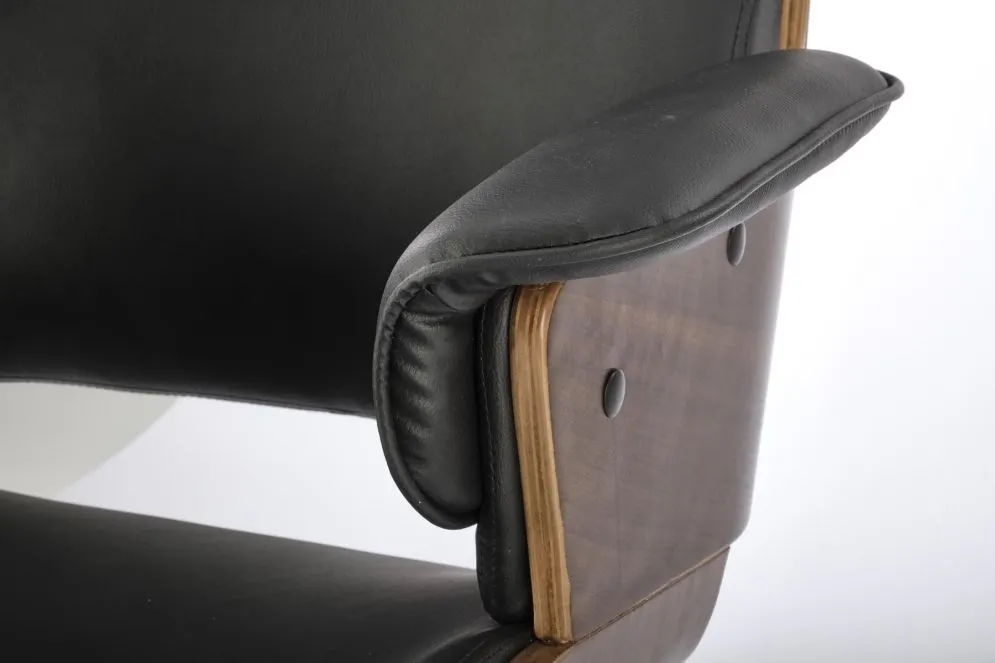 Fotel biurowy WEBER orzech/czarny w stylu retro I sklep meblowy MIRAT.