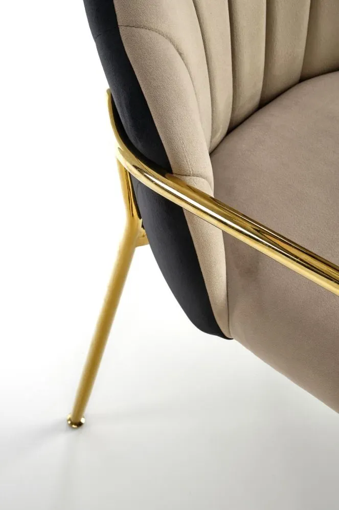 Krzesło K500 beżowe/czarne z podłokietnikami w stylu glamour I sklep meblowy MIRAT. styl GLAMOUR