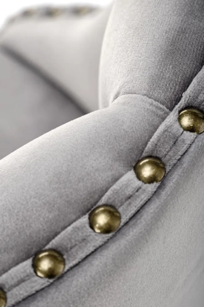 Hoker H-117 VELVET szary zdobiony nitami I sklep meblowy MIRAT. styl GLAMOUR