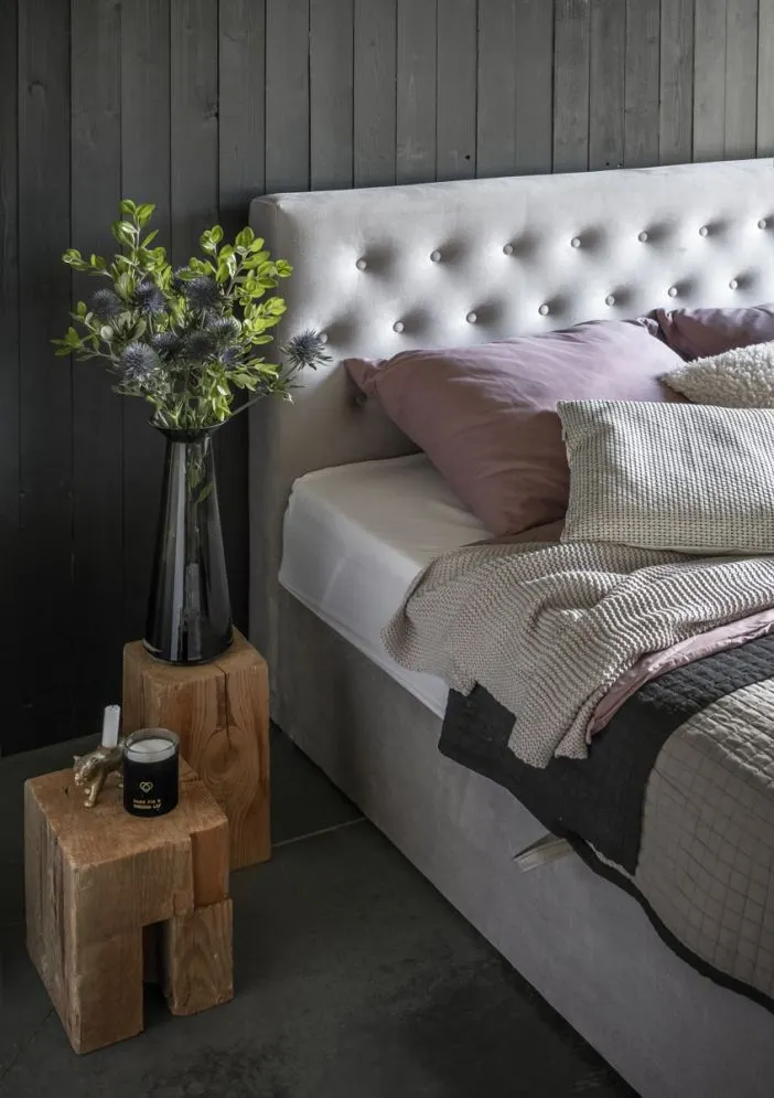 Łóżko kontynentalne VIVRE VELVET 180x200 szare z pojemnikiem welurowe | MIRAT. w stylu GLAMOUR kolekcja