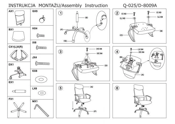 instrukcja montaż€ fotela Q-025
