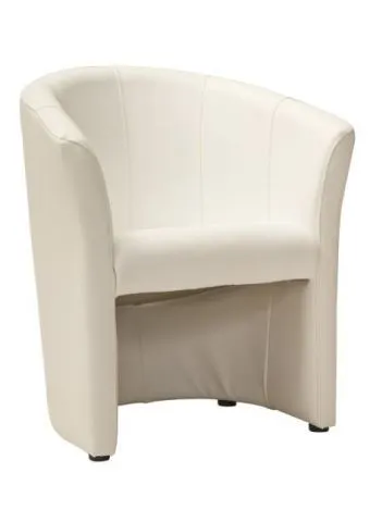 Kremowy fotel obszyty ekoskórą z przeszyciami do salonu TM-1