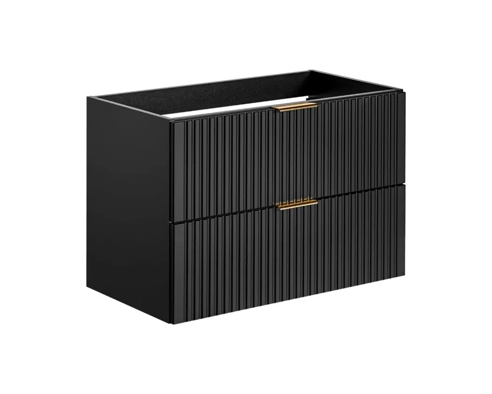 Szafka pod umywalkę ADEL BLACK 82 80cm czarny mat ryflowane fronty I sklep meblowy MIRAT. styl LOFT, RYFLOWANY