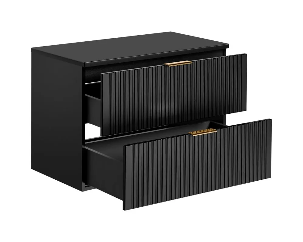 Szafka pod umywalkę ADEL BLACK 82 80cm czarny mat ryflowane fronty I sklep meblowy MIRAT. styl LOFT, RYFLOWANY