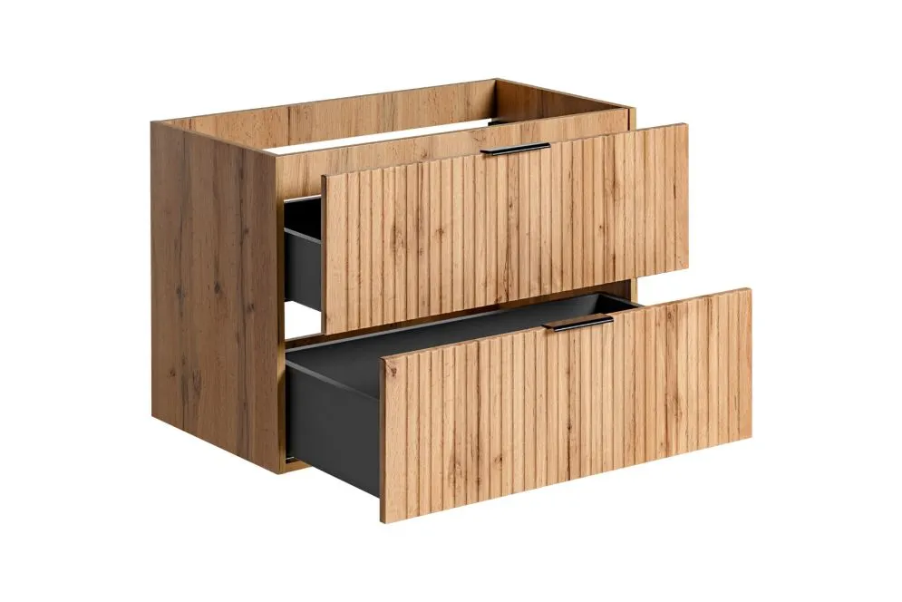 Szafka pod umywalkę ADEL OAK 82 80cm dąb wotan z ryflowanymi frontami I sklep meblowy MIRAT. styl RYFLOWANY, SKANDYNAWSKI