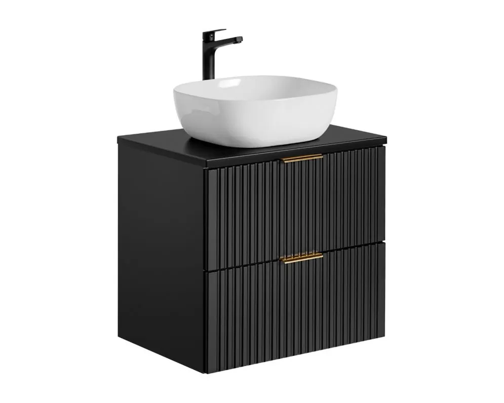 Wisząca szafka pod umywalkę ADEL BLACK 82 60cm czarny mat I sklep meblowy MIRAT. styl LOFT, RYFLOWANY