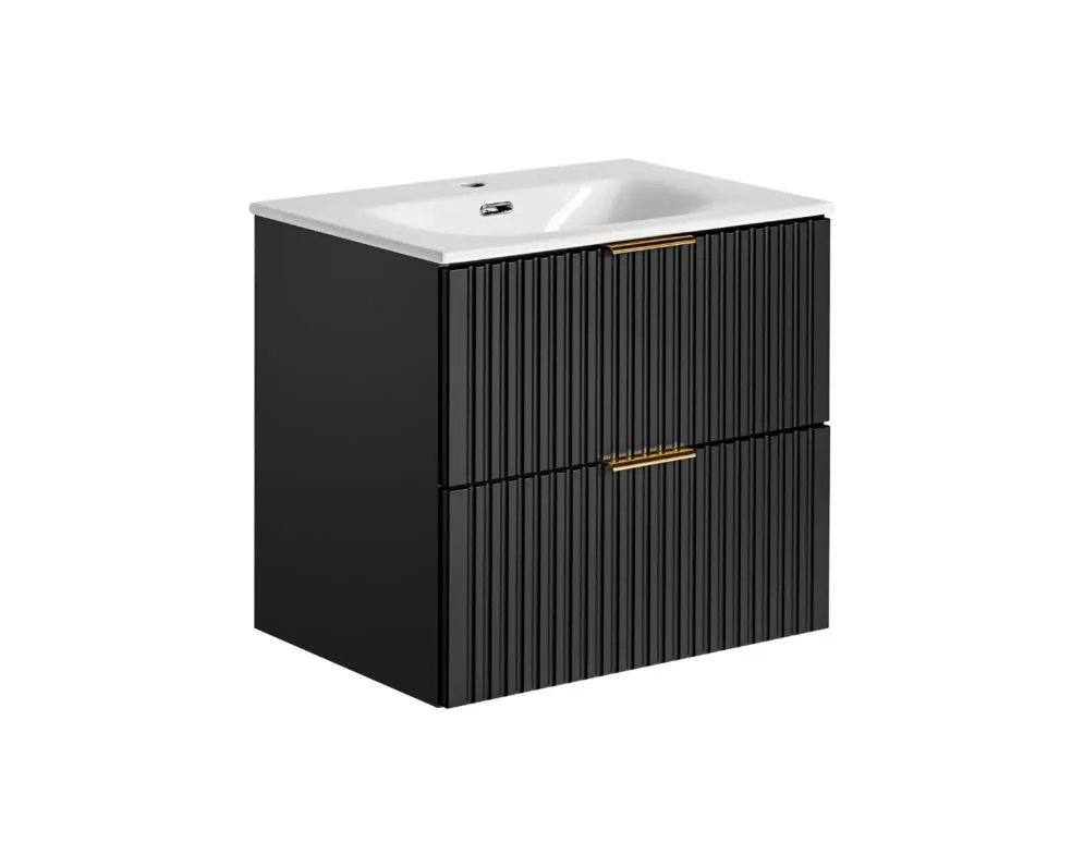 Wisząca szafka pod umywalkę ADEL BLACK 82 60cm czarny mat I sklep meblowy MIRAT. styl LOFT, RYFLOWANY