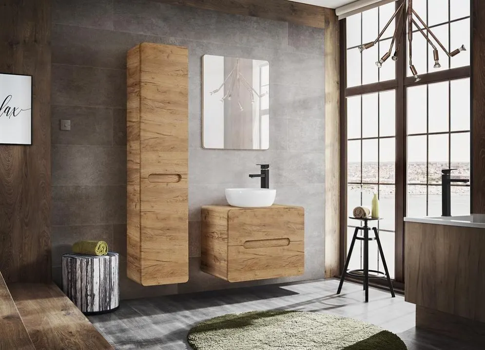 Szafka łazienkowa ARUBA CRAFT 804 35 cm dąb craft z koszem wisząca I sklep meblowy MIRAT. styl SKANDYNAWSKI kolekcja ARUBA