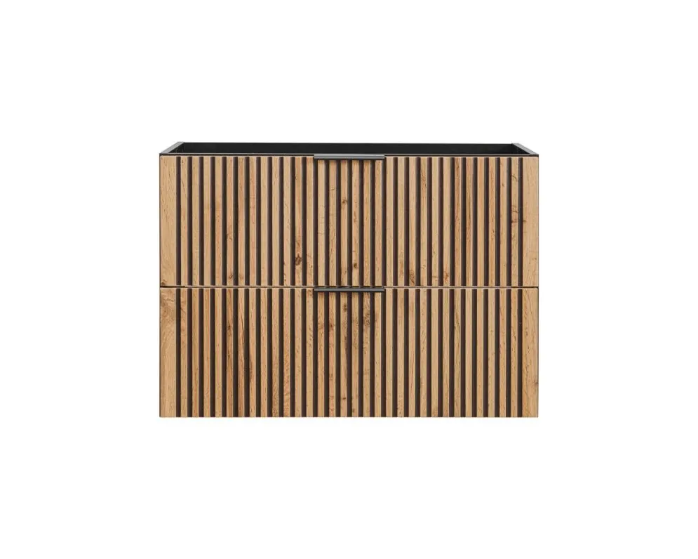 Szafka pod umywalkę BLACK WOTAN 82 80cm czarna/dąb wisząca I sklep meblowy MIRAT. styl LOFT, RYFLOWANY