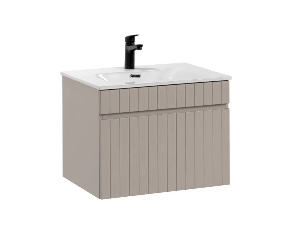 Szafka pod umywalkę ICONIC CASHMERE 82 60cm beżowa z ryflowanymi frontami I sklep meblowy MIRAT. styl RYFLOWANY