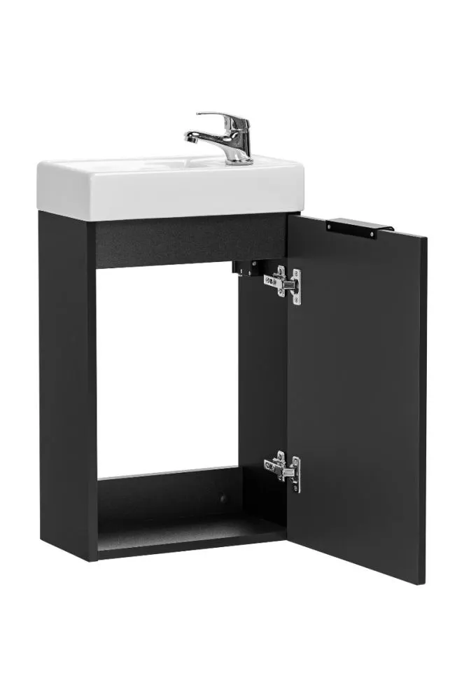 Szafka pod umywalkę ADEL BLACK 82 40cm czarny mat wąska I sklep meblowy MIRAT. styl LOFT, RYFLOWANY