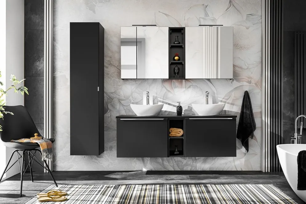 Szafka łazienkowa górna SANTA FE BLACK 20 cm czarny mat wisząca I sklep meblowy MIRAT. styl LOFT