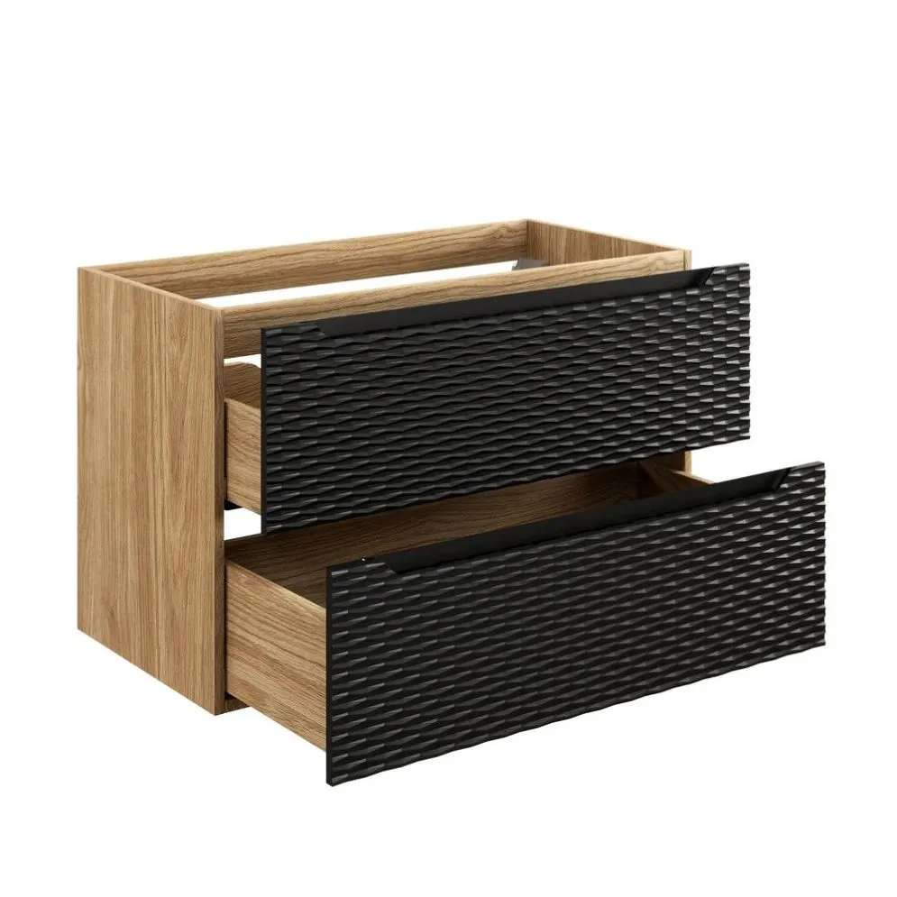 Szafka pod umywalkę OCEAN BLACK 82-90-2S 90cm dąb olejowany/czarna do łazienki I sklep meblowy MIRAT. styl GLAMOUR