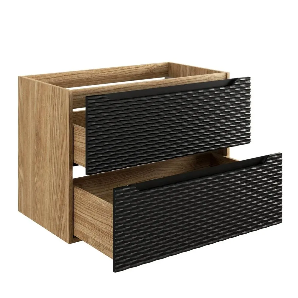 Szafka pod umywalkę OCEAN BLACK 82-80-2S 80cm dąb olejowany/czarna wisząca I sklep meblowy MIRAT. styl GLAMOUR