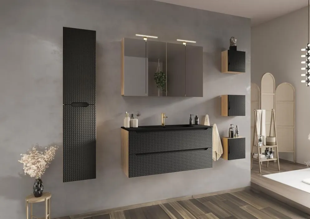 Szafka pod umywalkę LUXOR BLACK 82-120-3D 120cm dąb olejowany/czarna trzydrzwiowa I sklep meblowy MIRAT. styl GLAMOUR kolekcja LUXOR