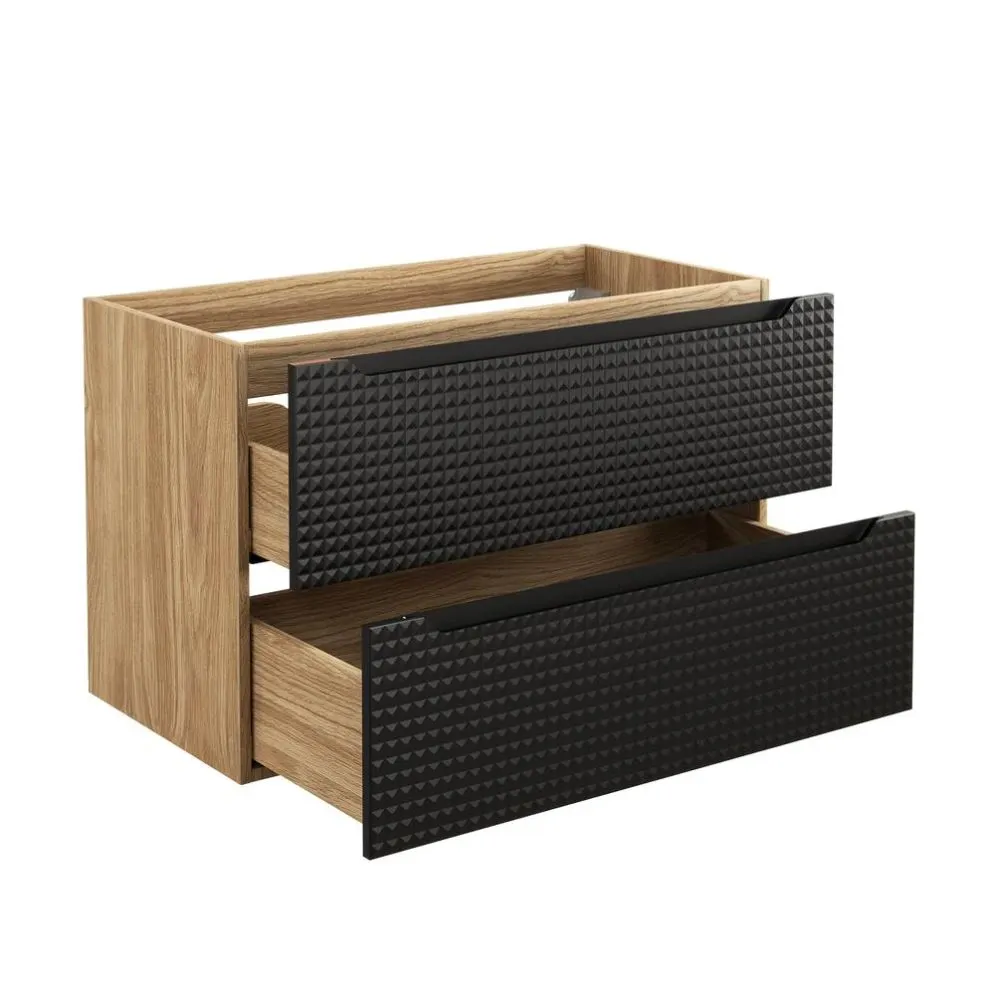 Szafka pod umywalkę LUXOR BLACK 82-90-2S 90cm dąb olejowany/czarna designerska I sklep meblowy MIRAT. styl GLAMOUR kolekcja LUXOR