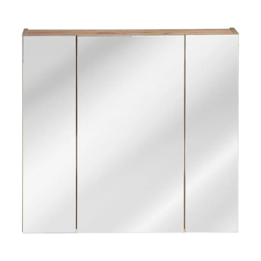 Szafka łazienkowa CAPRI 80 cm dąb z lustrem wisząca z podświetleniem | MIRAT.  kolekcja CAPRI