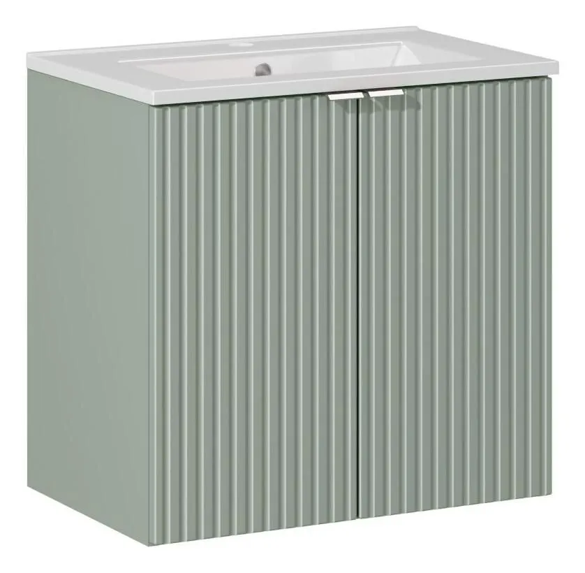 Szafka pod umywalkę LINE REED GREEN D 82-60-2D zielona szałwiowa I sklep meblowy MIRAT. styl RYFLOWANY