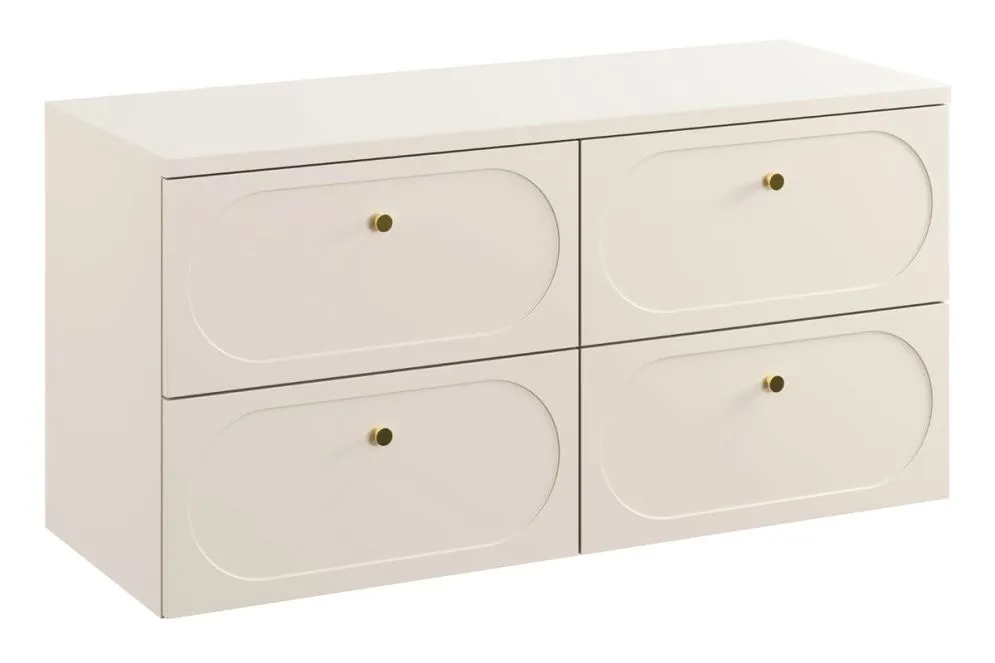 Zestaw szafek pod umywalki nablatowe DONNA SAND 120cm beż piaskowy z blatem I sklep meblowy MIRAT. styl SKANDYNAWSKI kolekcja DONNA