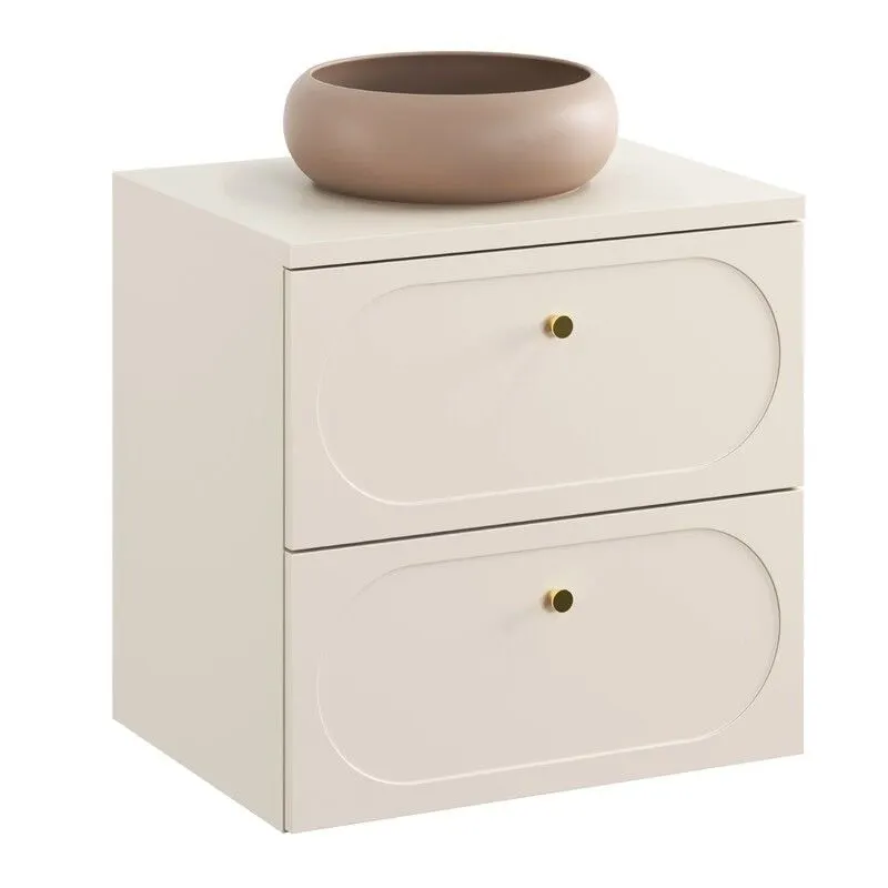 Szafka łazienkowa DONNA SAND 2S 60cm beż piaskowy z umywalką nablatową WIKI I sklep meblowy MIRAT. styl SKANDYNAWSKI kolekcja DONNA