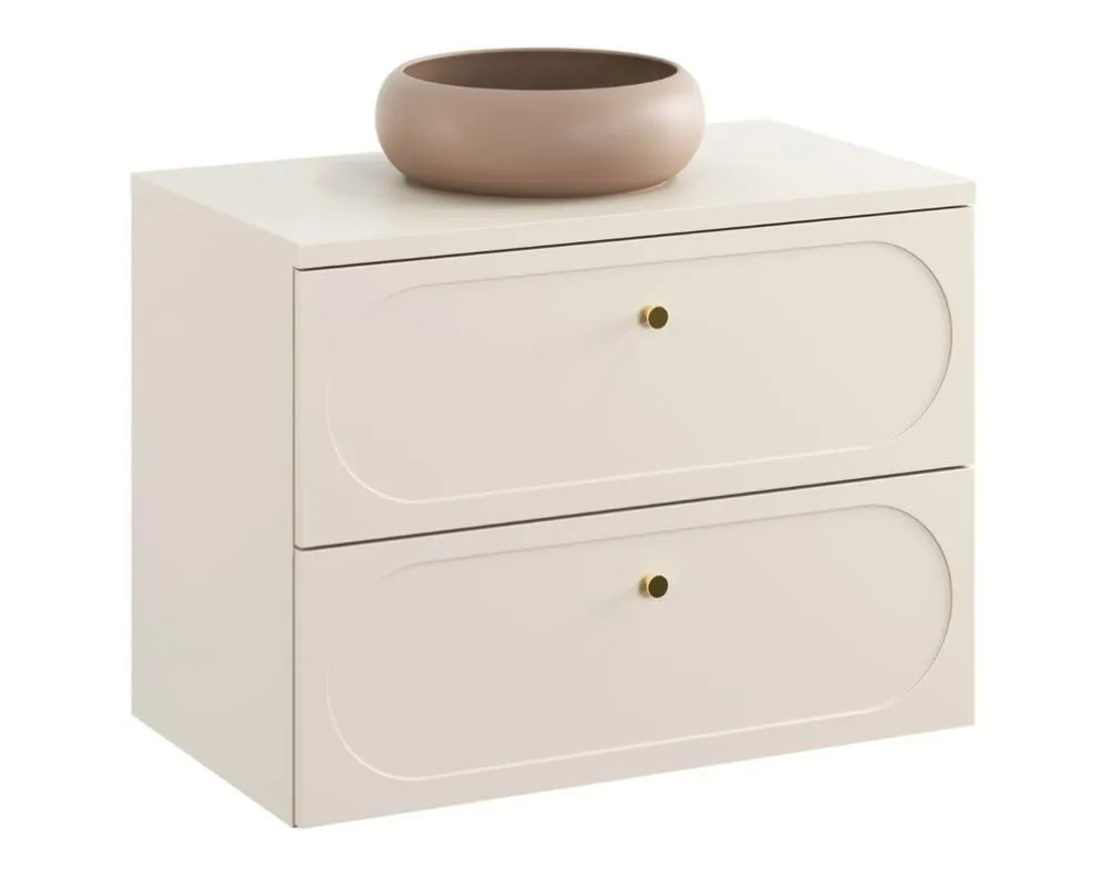 Szafka łazienkowa DONNA SAND 2S 80cm beż piaskowy z umywalką nablatową WIKI I sklep meblowy MIRAT. styl SKANDYNAWSKI kolekcja DONNA