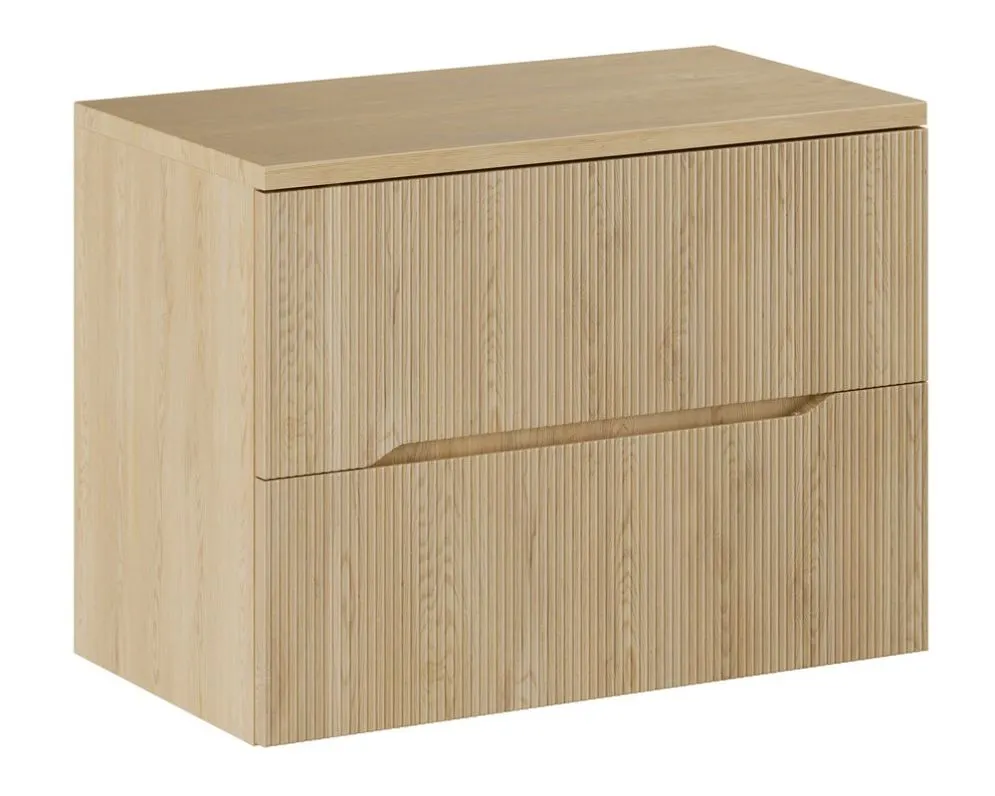 Szeroka szafka pod umywalkę NORDIC CREMONA 2S 80cm dąb cremona z umywalką nablatową TRUST 2 I sklep meblowy MIRAT. styl RYFLOWANY, SKANDYNAWSKI kolekcja CD-NORDIC