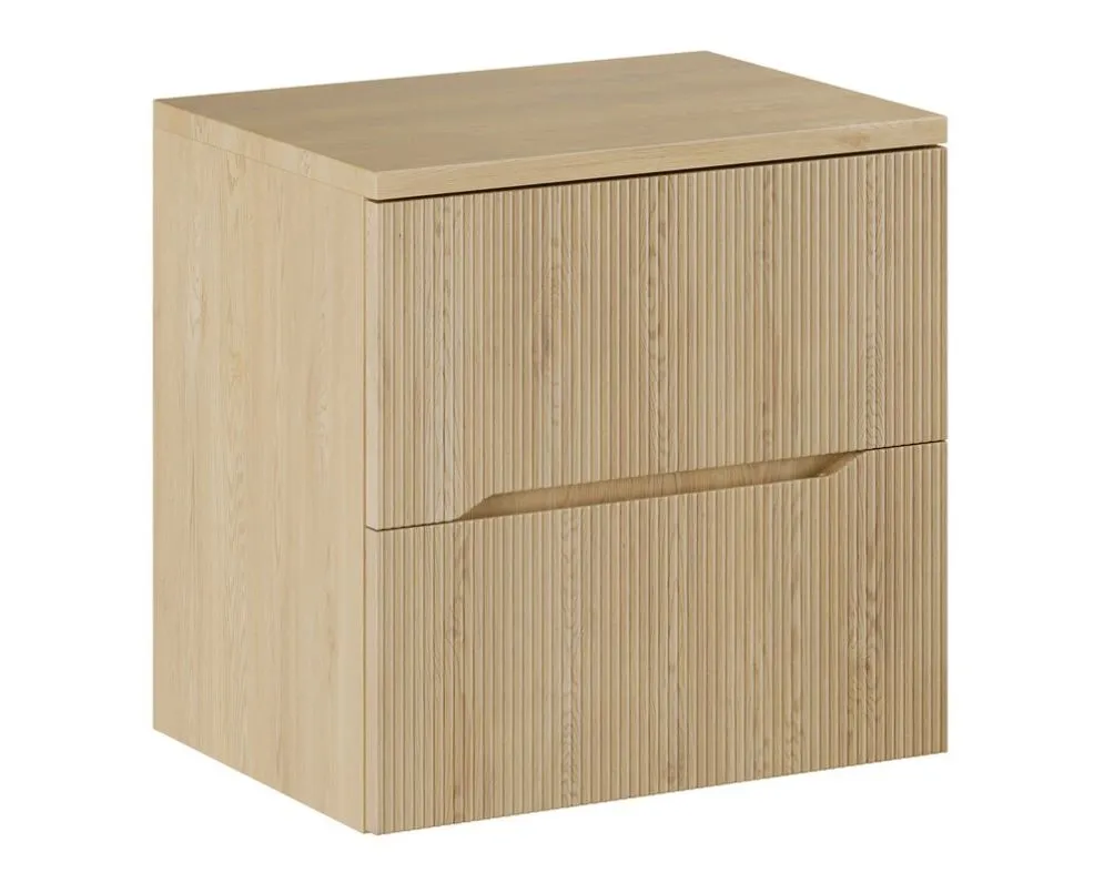Szufladowa szafka pod umywalkę nablatową NORDIC CREMONA 2S 60cm dąb cremona z blatem I sklep meblowy MIRAT. styl RYFLOWANY, SKANDYNAWSKI kolekcja CD-NORDIC