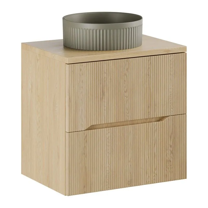 Szafka pod umywalkę NORDIC CREMONA 2S 60cm dąb cremona z umywalką nablatową BEYOND I sklep meblowy MIRAT. styl RYFLOWANY, SKANDYNAWSKI kolekcja CD-NORDIC