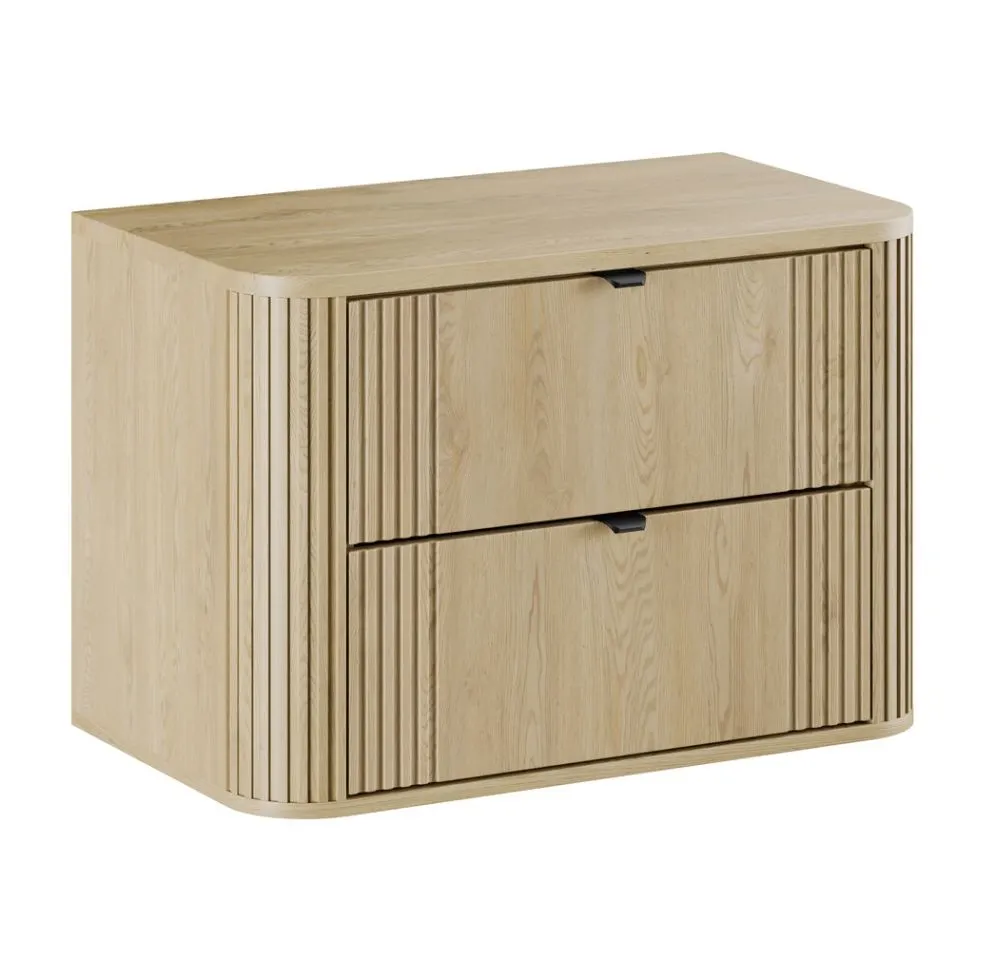 Ryflowana szafka pod umywalkę nablatową OVALIA CREMONA 2S 80cm dąb cremona z blatem I sklep meblowy MIRAT. styl RYFLOWANY, SKANDYNAWSKI kolekcja OVALIA