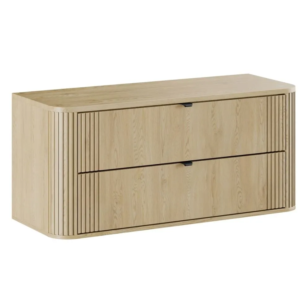 Wisząca szafka pod umywalkę nablatową OVALIA CREMONA 2S 120cm dąb cremona z blatem I sklep meblowy MIRAT. styl RYFLOWANY, SKANDYNAWSKI kolekcja OVALIA