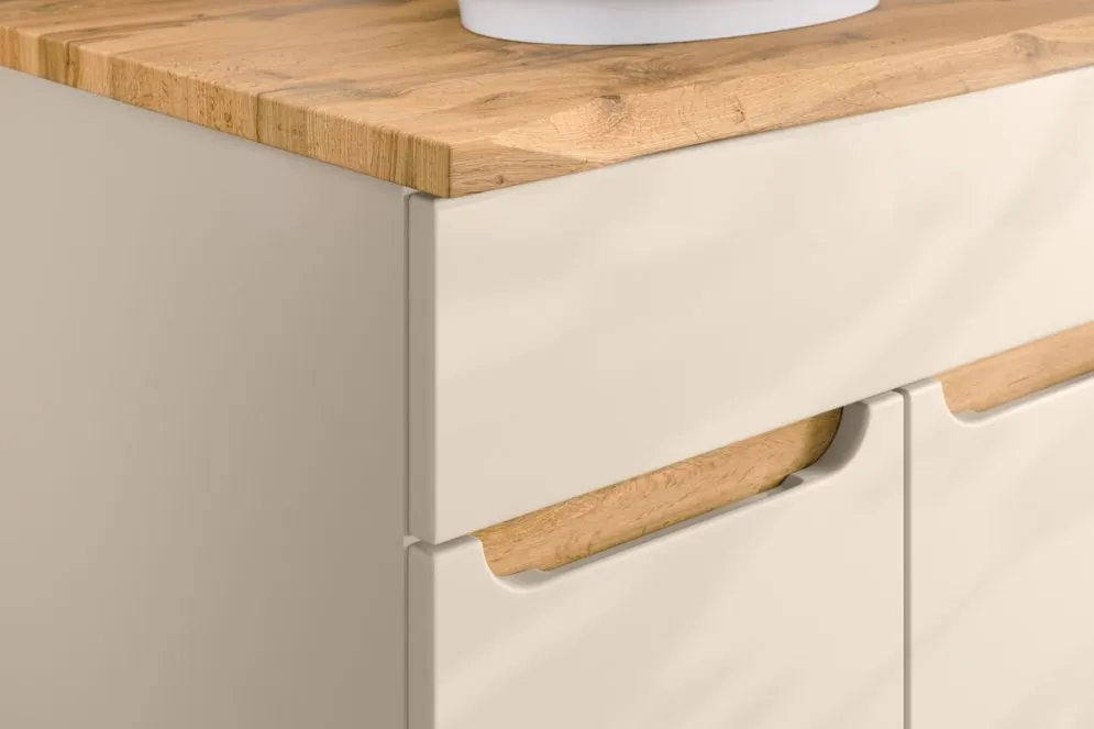 Szafka pod umywalkę BALI 2D 80 cm kaszmirowy mat w stylu skandynawskim I sklep meblowy MIRAT. styl SKANDYNAWSKI kolekcja BALI