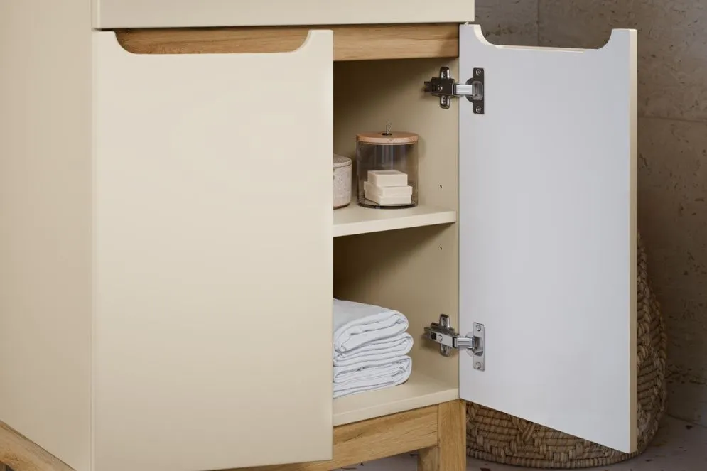 Szafka pod umywalkę BALI 2D 80 cm kaszmirowy mat w stylu skandynawskim I sklep meblowy MIRAT. styl SKANDYNAWSKI kolekcja BALI