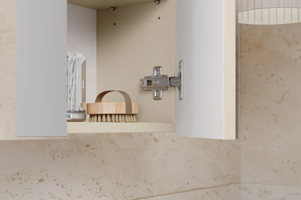 Dwudrzwiowa szafka łazienkowa BALI 60 cm kaszmirowy mat z lustrem I sklep meblowy MIRAT. styl SKANDYNAWSKI kolekcja BALI