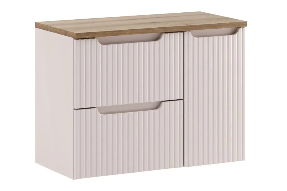 Szafka pod umywalkę nablatową NOVA CASHMERE 50cm kaszmirowa - zestaw 80cm z blatem i CARGO 30cm I sklep meblowy MIRAT. styl RYFLOWANY kolekcja NOVA