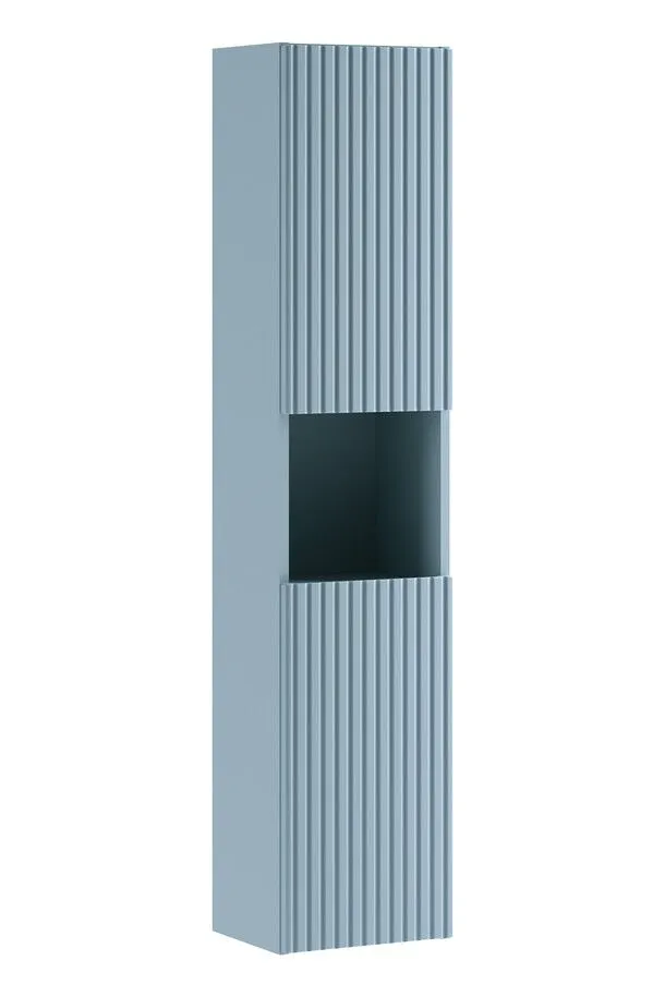 Szafka łazienkowa NOVA DENIM 2D 30cm niebieska wysoka dwudrzwiowa I sklep meblowy MIRAT. styl RYFLOWANY kolekcja NOVA