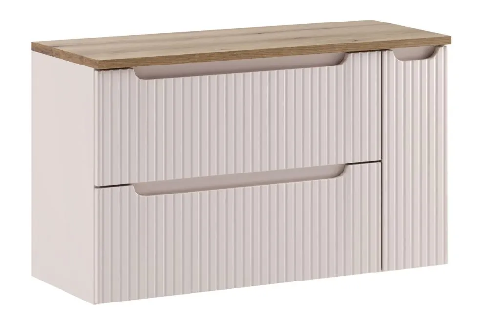 Szafka pod umywalkę nablatową NOVA CASHMERE 80cm kaszmirowa - zestaw 100cm z blatem i CARGO I sklep meblowy MIRAT. styl RYFLOWANY kolekcja NOVA