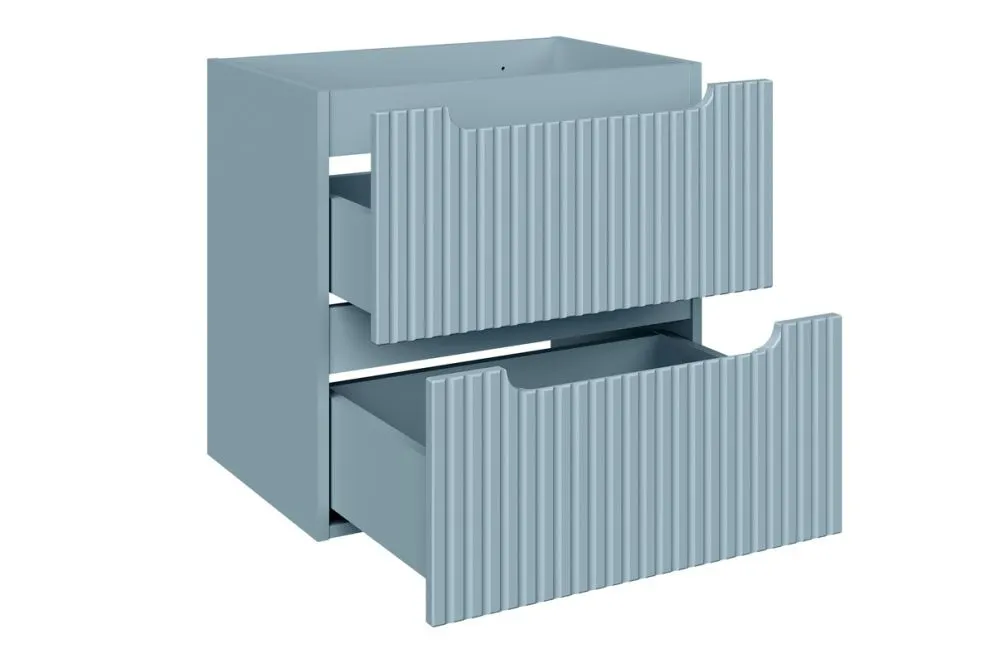 Szafka pod umywalkę NOVA DENIM 2S 60cm niebieska z szufladami ryflowanymi I sklep meblowy MIRAT. styl RYFLOWANY kolekcja NOVA