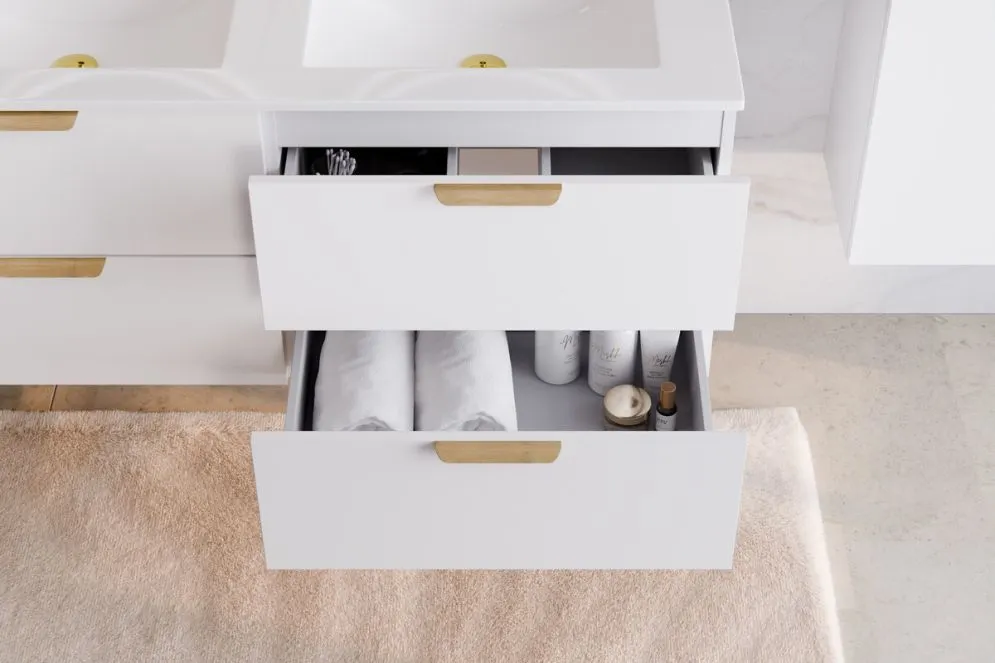 Szafka pod umywalkę nablatową ASTER WHITE 60cm biały mat- zestaw 80cm z blatem i regałem 20cm I sklep meblowy MIRAT. styl SKANDYNAWSKI kolekcja ASTER