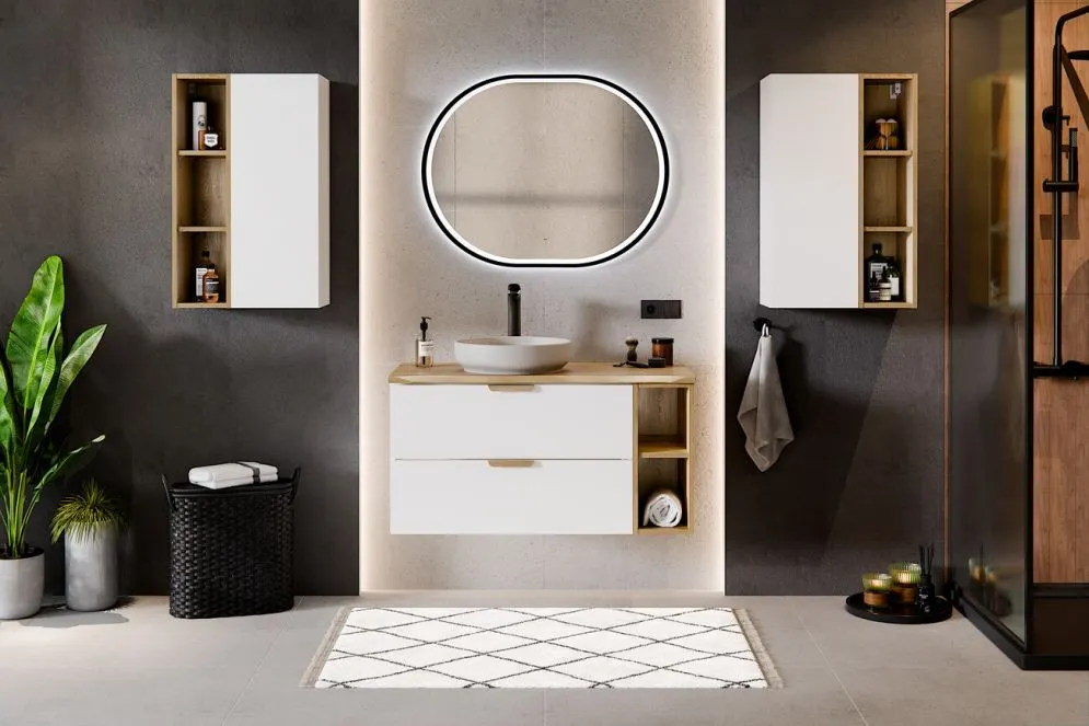 Szafka łazienkowa ASTER WHITE 1D 30cm biały mat jednodrzwiowa I sklep meblowy MIRAT. styl SKANDYNAWSKI