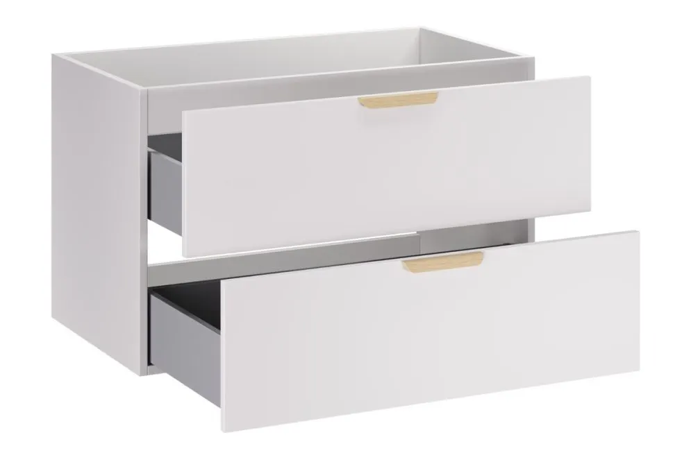 Szafka pod umywalkę nablatową ASTER WHITE 80cm biały mat - zestaw 120cm z blatem i 2x regał I sklep meblowy MIRAT. styl SKANDYNAWSKI kolekcja ASTER