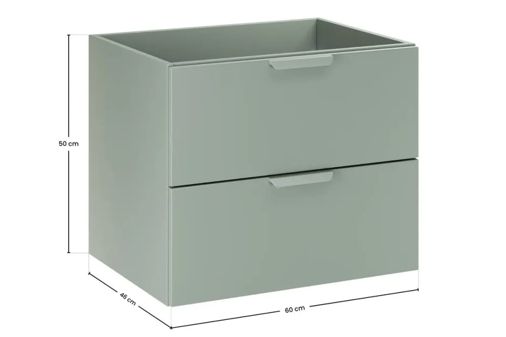 Szafka pod umywalkę nablatową ASTER GREEN 60cm zielony mat - zestaw 100cm z blatem i 2x regał I sklep meblowy MIRAT.  kolekcja ASTER