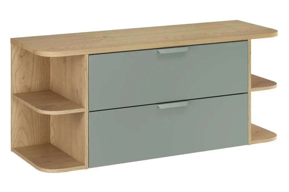 Szafka pod umywalkę nablatową ASTER GREEN 80cm zielony mat - zestaw 120cm z blatem i 2x regał I sklep meblowy MIRAT.  kolekcja ASTER