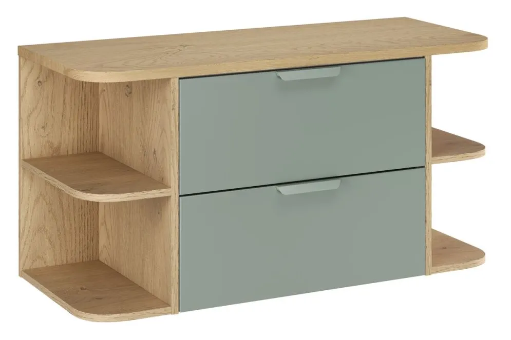 Szafka pod umywalkę nablatową ASTER GREEN 60cm zielony mat - zestaw 100cm z blatem i 2x regał I sklep meblowy MIRAT.  kolekcja ASTER