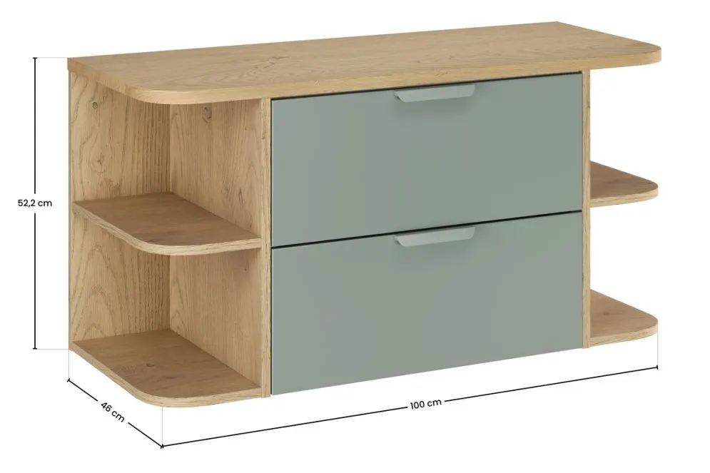 Szafka pod umywalkę nablatową ASTER GREEN 60cm zielony mat - zestaw 100cm z blatem i 2x regał I sklep meblowy MIRAT.  kolekcja ASTER