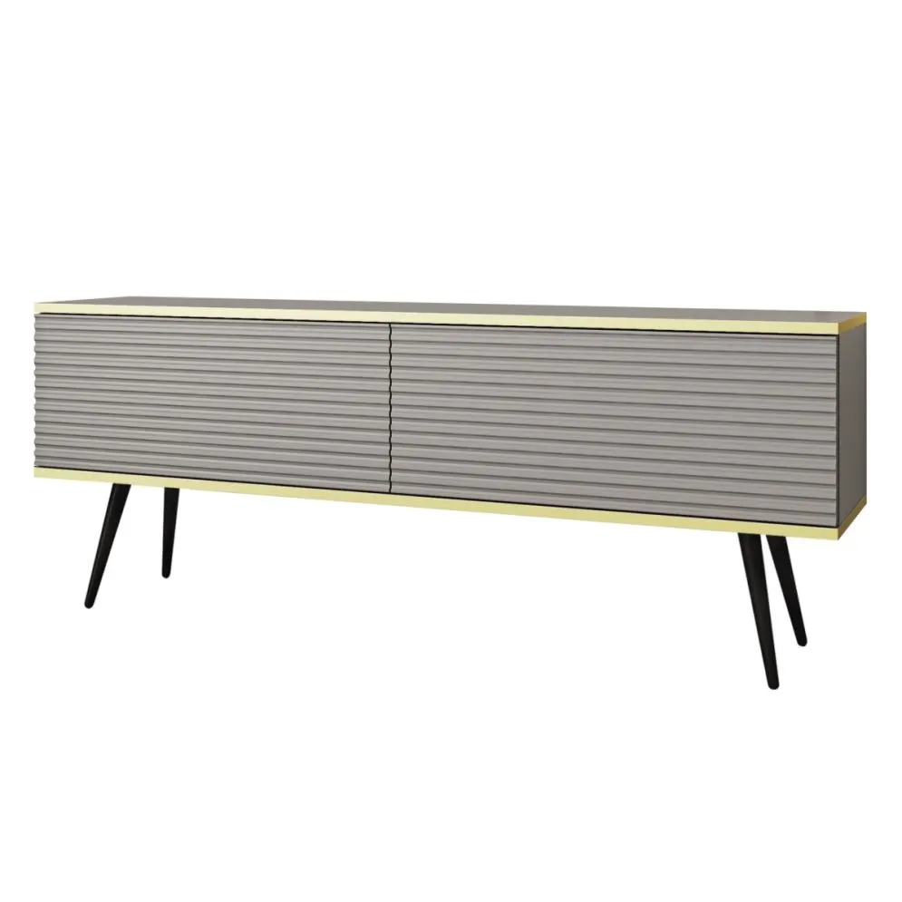 Szafka RTV KARL 3D 135cm wisząca/stojąca szary mat ryflowana I sklep meblowy MIRAT. styl GLAMOUR, RYFLOWANY